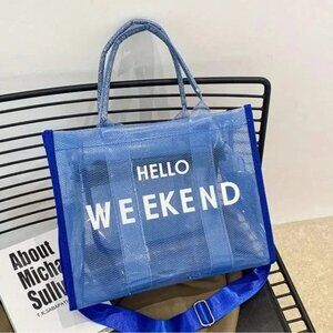 Hello Weekend Tote Bag Blue 💙💙💙